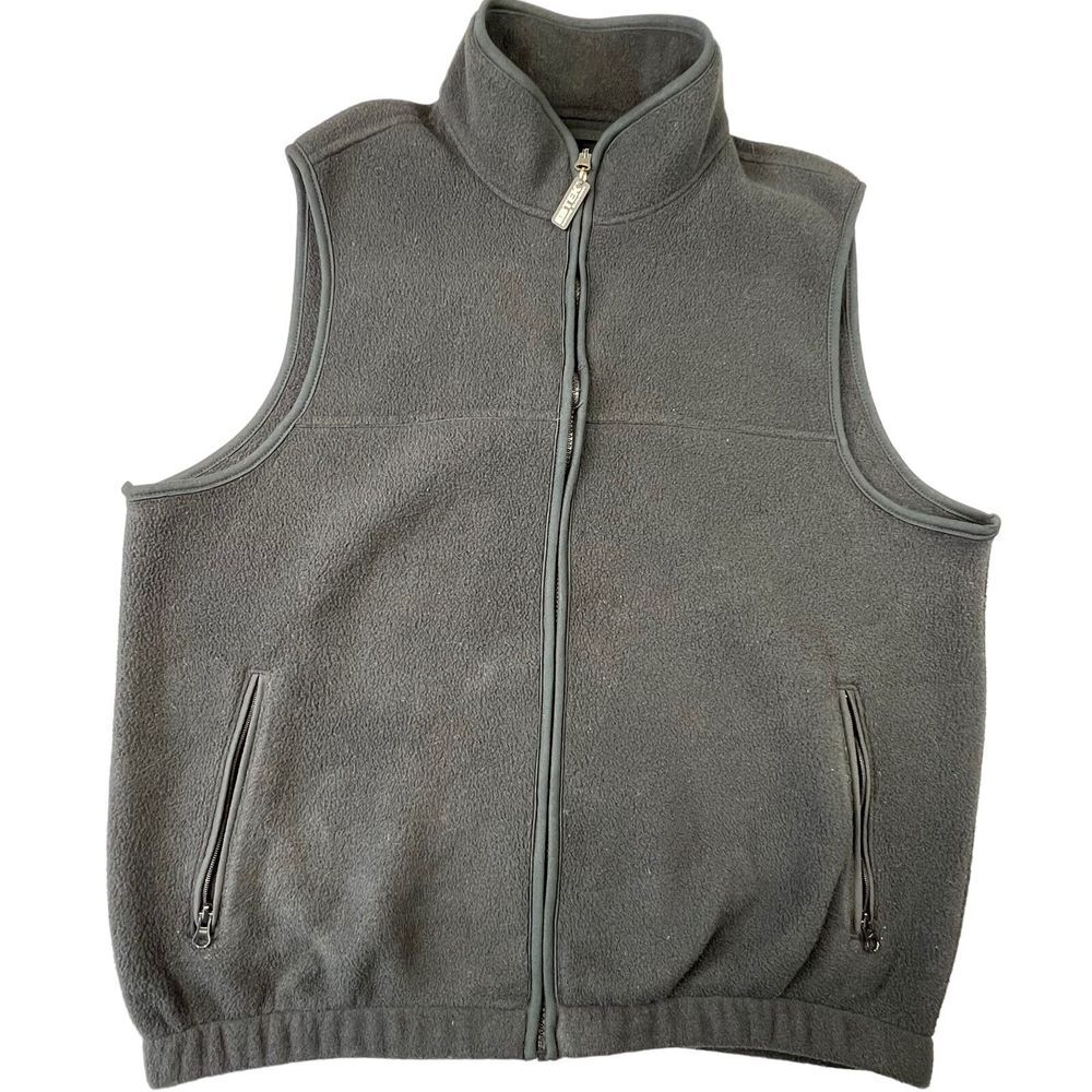 Eddie Bauer Mens Ebtek Vest Size Large Tall‎ LT Black Full Zip Polartec Fleece